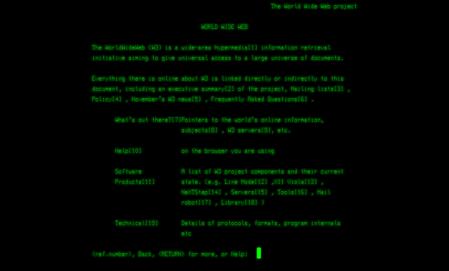 Screenshot of the recreated page of the first website. Photograph: Rao, Achintya © 2019-2022 CERN